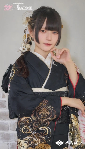 きゅるして×LARME（ラルム）の振袖-黒|ハタチ記念の新作振袖ご紹介　KYU-019