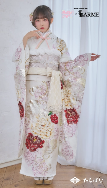 きゅるして×LARME（ラルム）の振袖-白|ハタチ記念の新作振袖ご紹介　KYU-020