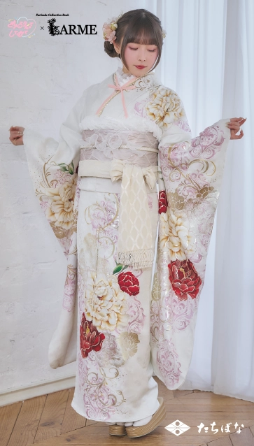 きゅるして×LARME（ラルム）の振袖-白|ハタチ記念の新作振袖ご紹介　KYU-020