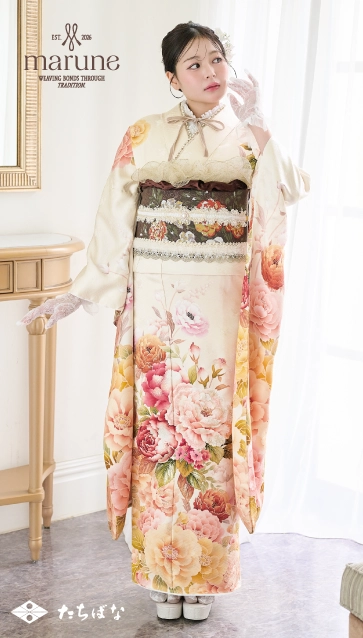 marune-白ベージュ|ハタチ記念の新作振袖ご紹介　M-607