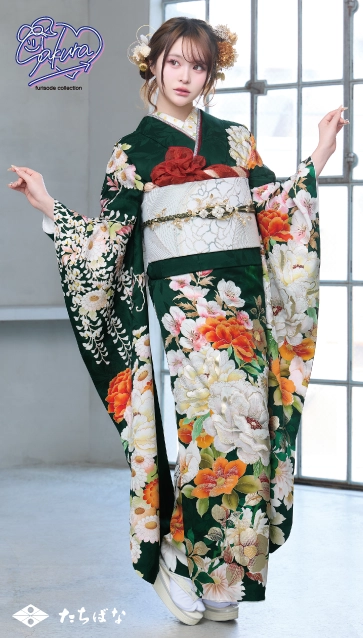 “Sakura(さくら)”ちゃんの振袖-緑|ハタチ記念の新作振袖ご紹介　SAF-22