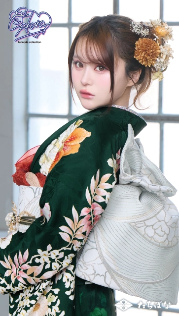 “Sakura(さくら)”ちゃんの振袖-緑|ハタチ記念の新作振袖ご紹介　SAF-22