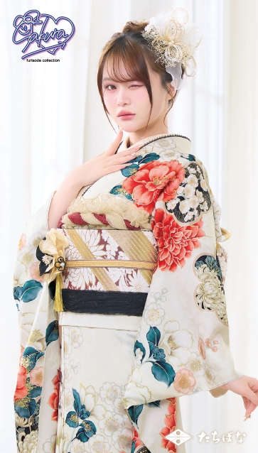 “Sakura(さくら)”ちゃんの振袖-ベージュ|ハタチ記念の新作振袖ご紹介　SAF-23