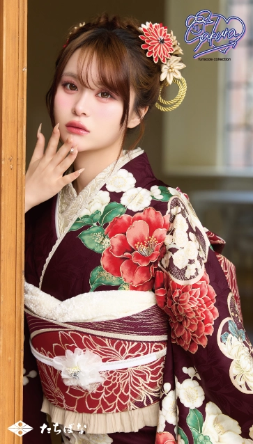 “Sakura(さくら)”ちゃんの振袖-赤紫|ハタチ記念の新作振袖ご紹介　SAF-27