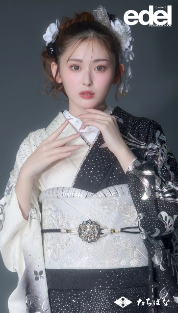 “Edel×古川優奈（ゆうちゃみ）”の振袖-黒｜成人記念の新作振袖ご紹介　E-703