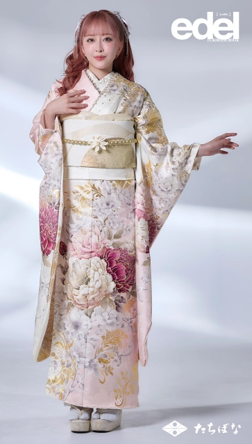 “Edel×大木美里亜（みりちゃむ）”の振袖-ピンク｜成人記念の新作振袖ご紹介　E-712
