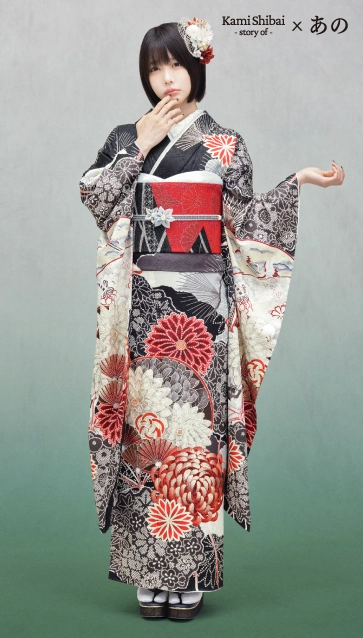 “Kami Shibai-story of- ano”の振袖-黒|成人記念の新作振袖ご紹介 ANO-406