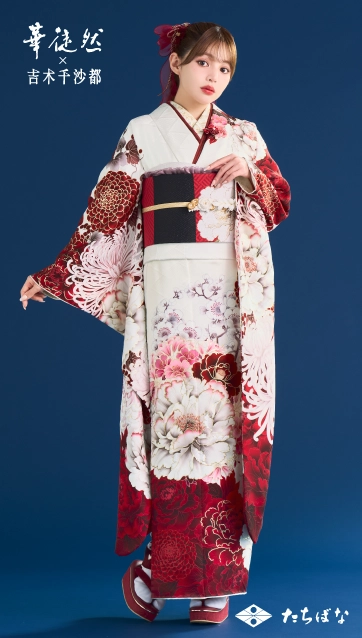 吉木千沙都×華徒然-白|ハタチ記念の新作振袖ご紹介　HT-272