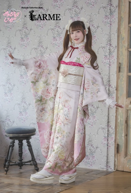 白 振袖 きゅるりんてしてみて×LARME kyu-002のサムネイル　｜【公式】たちばな・シャレニー