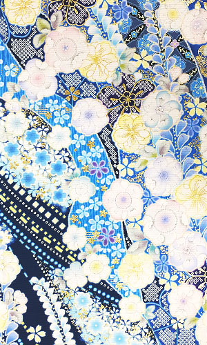 夏の成人式におすすめの青系夏振袖・絽振袖レンタルプラン 柄【たちばな・シャレニー】