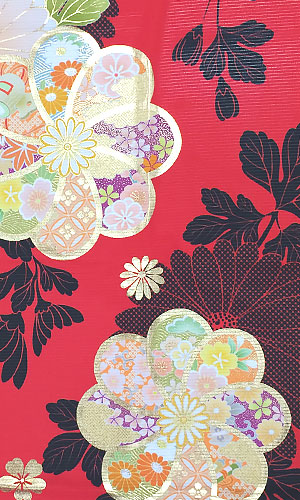 夏の成人式におすすめの赤系夏振袖・絽振袖レンタルプラン 柄【たちばな・シャレニー】