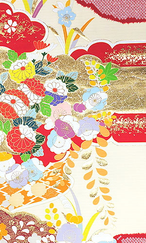 夏の成人式におすすめの赤系夏振袖・絽振袖レンタルプラン 柄【たちばな・シャレニー】