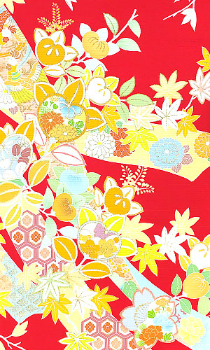 夏の成人式におすすめの赤系夏振袖・絽振袖レンタルプラン 柄【たちばな・シャレニー】