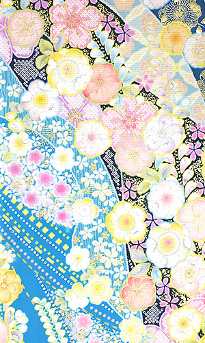 夏の成人式におすすめの青系夏振袖・絽振袖レンタルプラン 柄【たちばな・シャレニー】