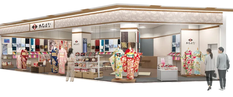 愛知県大府市に新規OPENの着物専門店｜きものたちばなリソラ大府店＿グランドオープン特価チラシ展示販売会＿店舗外観